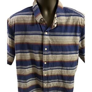 Volcom Shirt Mens XXL Blue Striped Short Sleeve Vorzy Slim‎ Fit